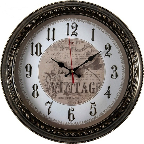 Часы настенные 2950-103 круг d=28,5см, корпус черный с золотом "Классика" "Ретро"