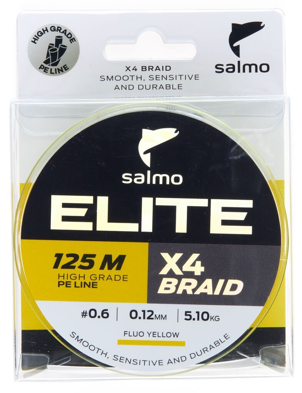 Шнур плетёный Salmo Elite х4 BRAID Fluo Yellow 125/012