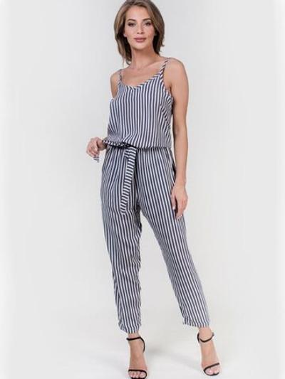 Комбинезон из вискозной ткани в тонкую полоску (Размер: M) (Цвет: серый)