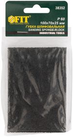 38352 Губка шлифовальная Р 60 алюминий-оксидная, 100х70х25мм FIT