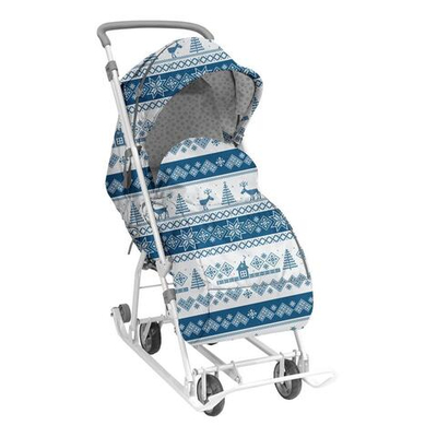 Санки-коляска "Наши Детки 3-1К" скандинавский синий