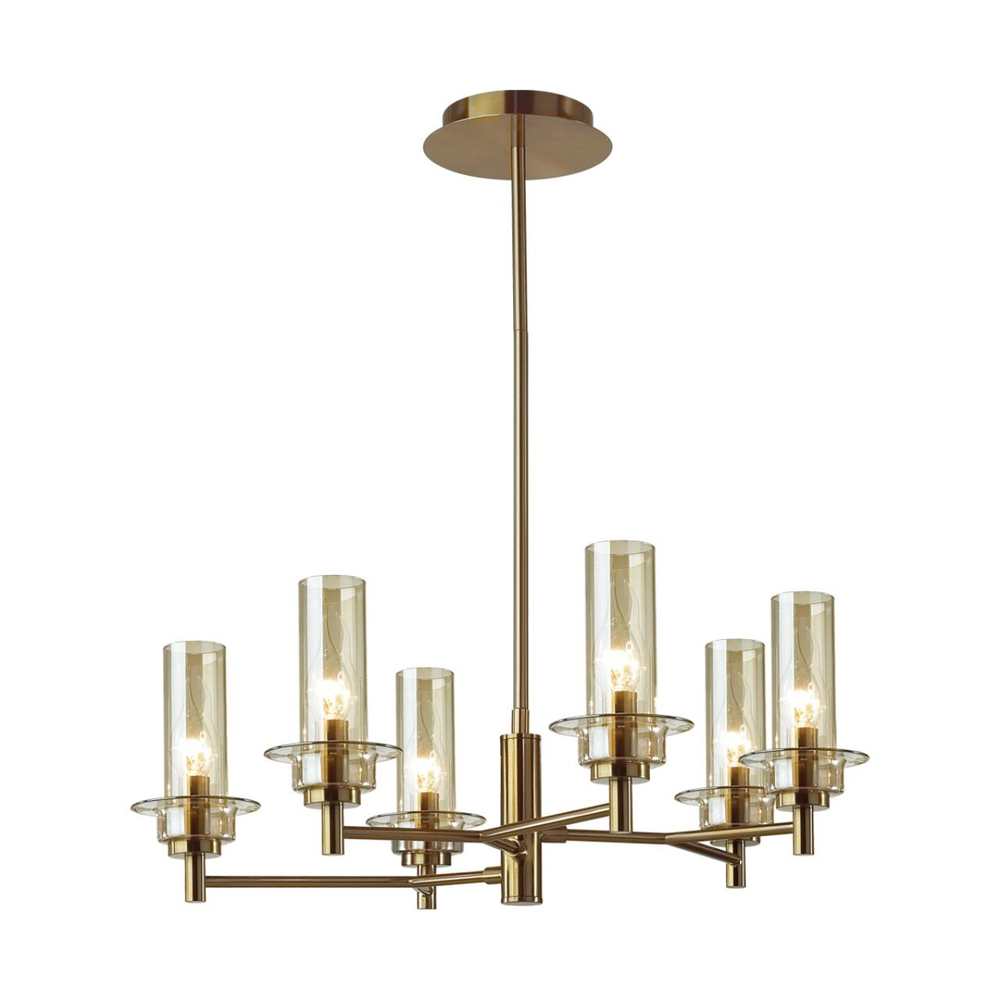 6554/6C CLASSI LN26 097 бронза/коньячный/металл/стекло Люстра потолочная E14 6*40W 220V MADONNA