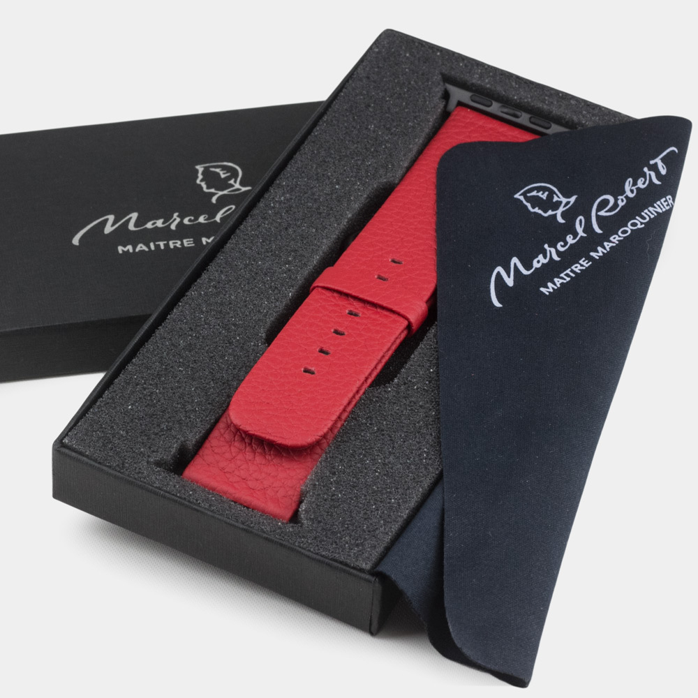 Ремешок для Apple Watch 44/45/46 mm из кожи теленка, красного цвета
