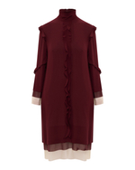 UNDERCOVER ПЛАТЬЕ БОРДОВОЕ С РЮШАМИ