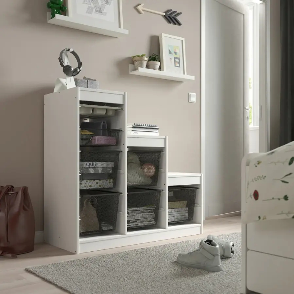 Стеллаж - IKEA TROFAST, 99х44х94 см, белый/темно-серый/бело-серый, ТРУФАСТ ИКЕА