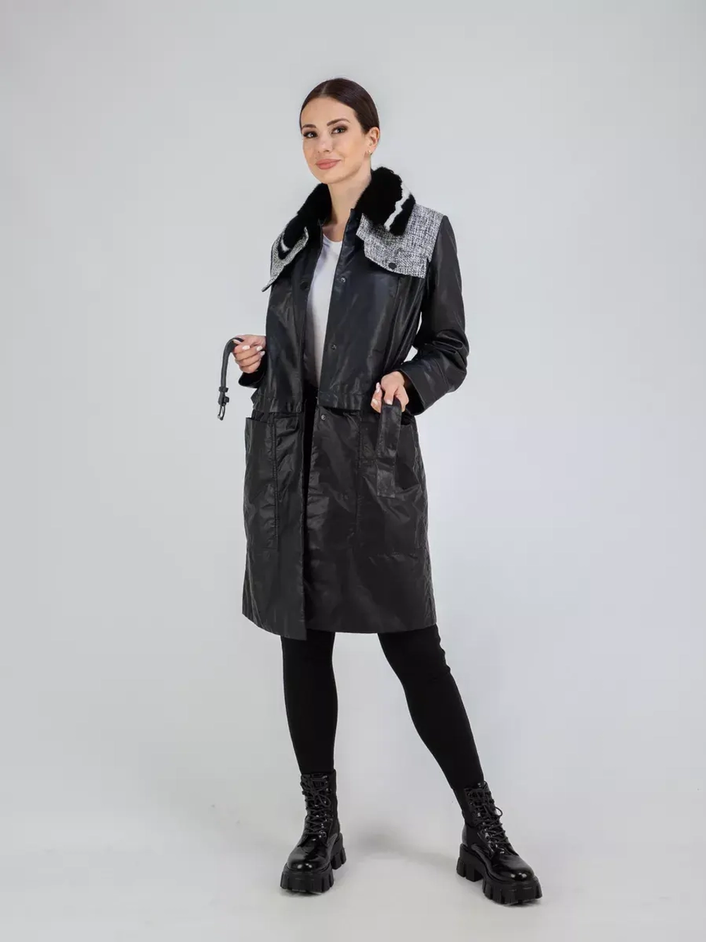 Плащ трансформер комбинированный осенний