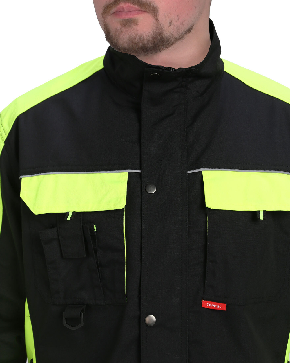 Костюм СИРИУС-ОНИКС куртка, брюки черный с лимонным