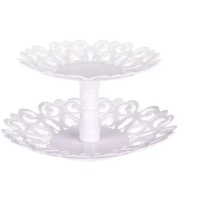 Фруктовница Мелодия 2-х ярусная средняя (белый) (комплект 22 шт)