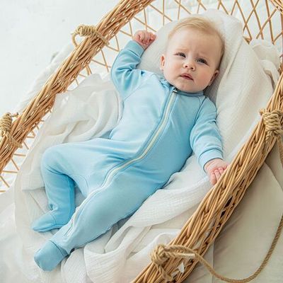 Zip-up sleepsuit 3-18 months - Light Denim