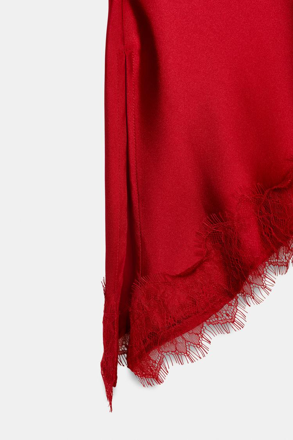 ZARA ТОП В БЕЛЬЕВОМ СТИЛЕ С КОМБИНИРОВАННЫМ КРУЖЕВОМ, КРАСНЫЙ