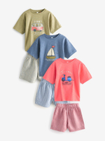 Пижама для мальчика Next AC0-919, 3 шт., Синий, Оранжевый, Бежевый