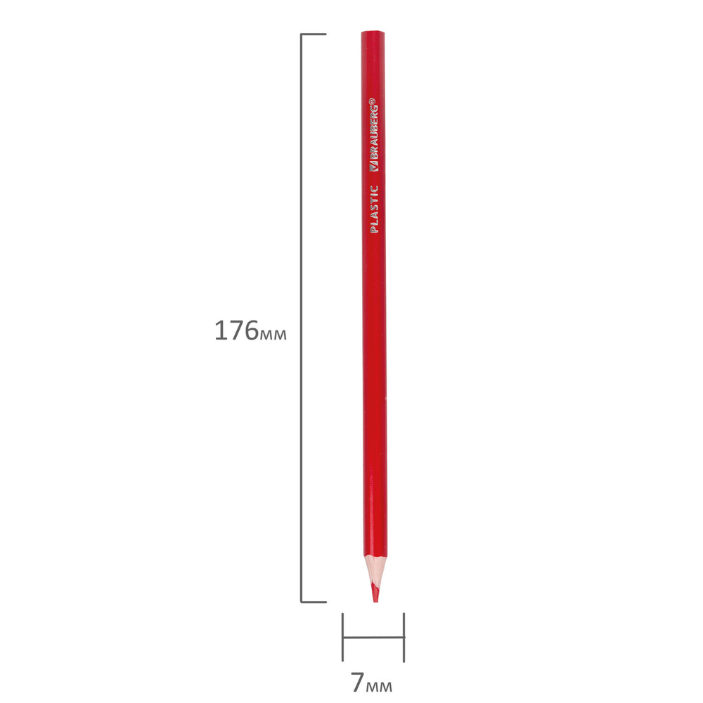 Карандаши цветные BRAUBERG PREMIUM, 6 цветов, пластиковые, шестигранные, грифель 3 мм, 181665