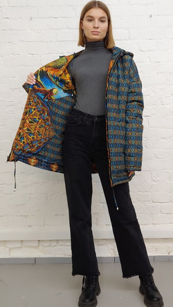 Двусторонняя куртка "Подсолнухи", по мотивам картины Ван Гога "Подсолнухи (F452)"