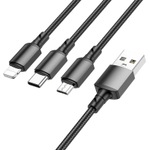 Кабель USB BOROFONE BX72 4 в 1 для iPhone/Micro/Type C/Type C (черный) 1m