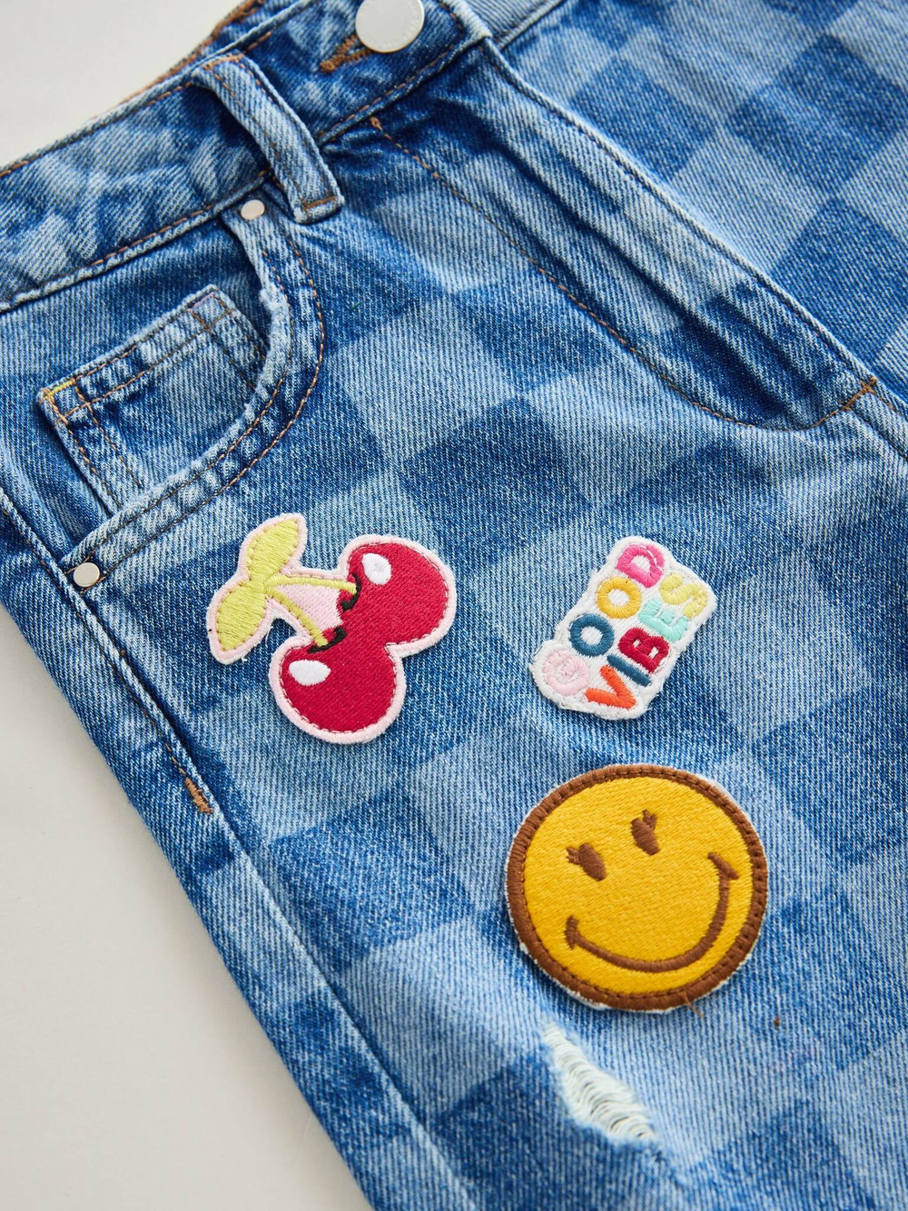 Шорты джинсовые с вышивкой для девочки Next E35-579, Синий