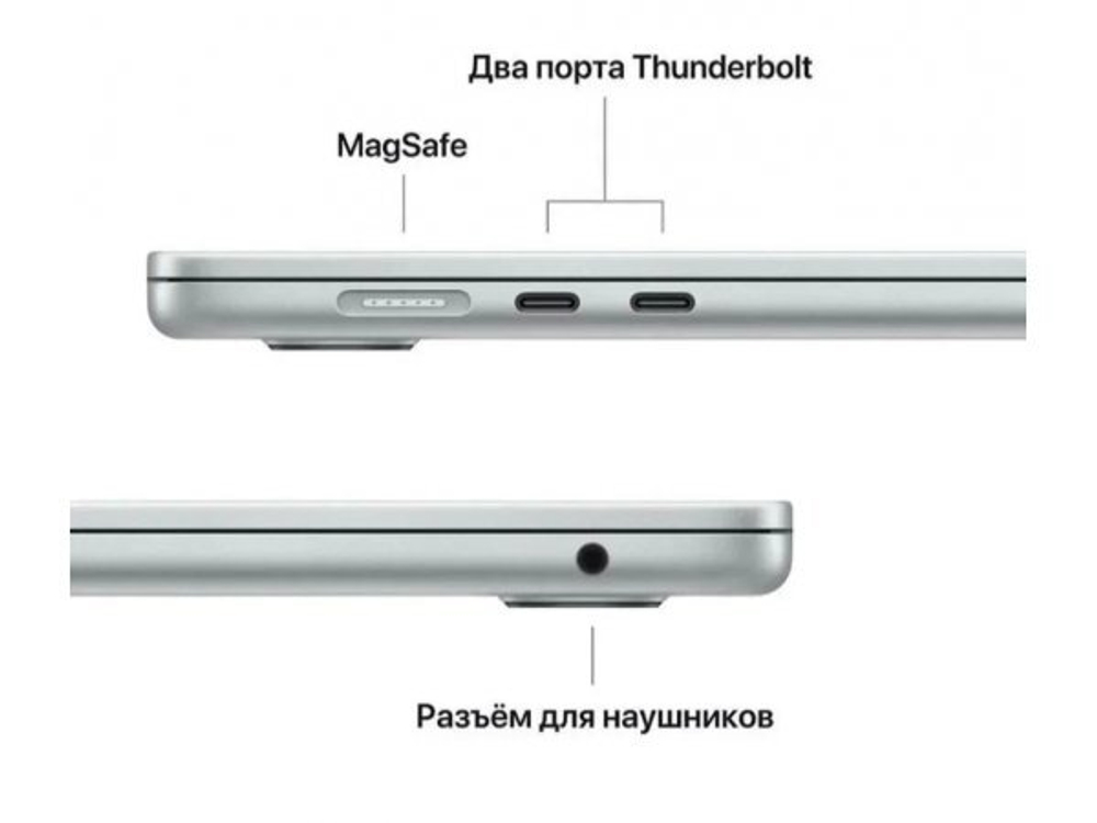 15.3 Ноутбук Apple MacBook Air 15 2023 2880x1864, Apple M2, RAM 8 ГБ, SSD 512 ГБ, Apple graphics 10-core, macOS, MQKT3, silver