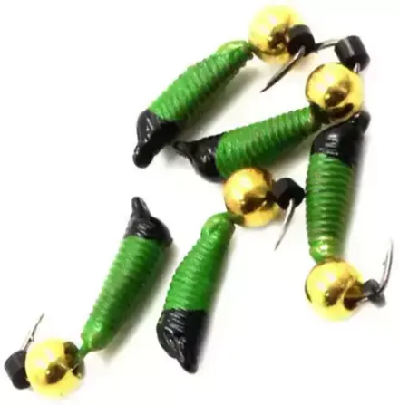 Мормышка вольф. безнасадочная "ЯМАН" Ручейник №2, d-1.5 мм, L-7 мм, вес 0,50 гр., латунный шар,  цв. Салатовый