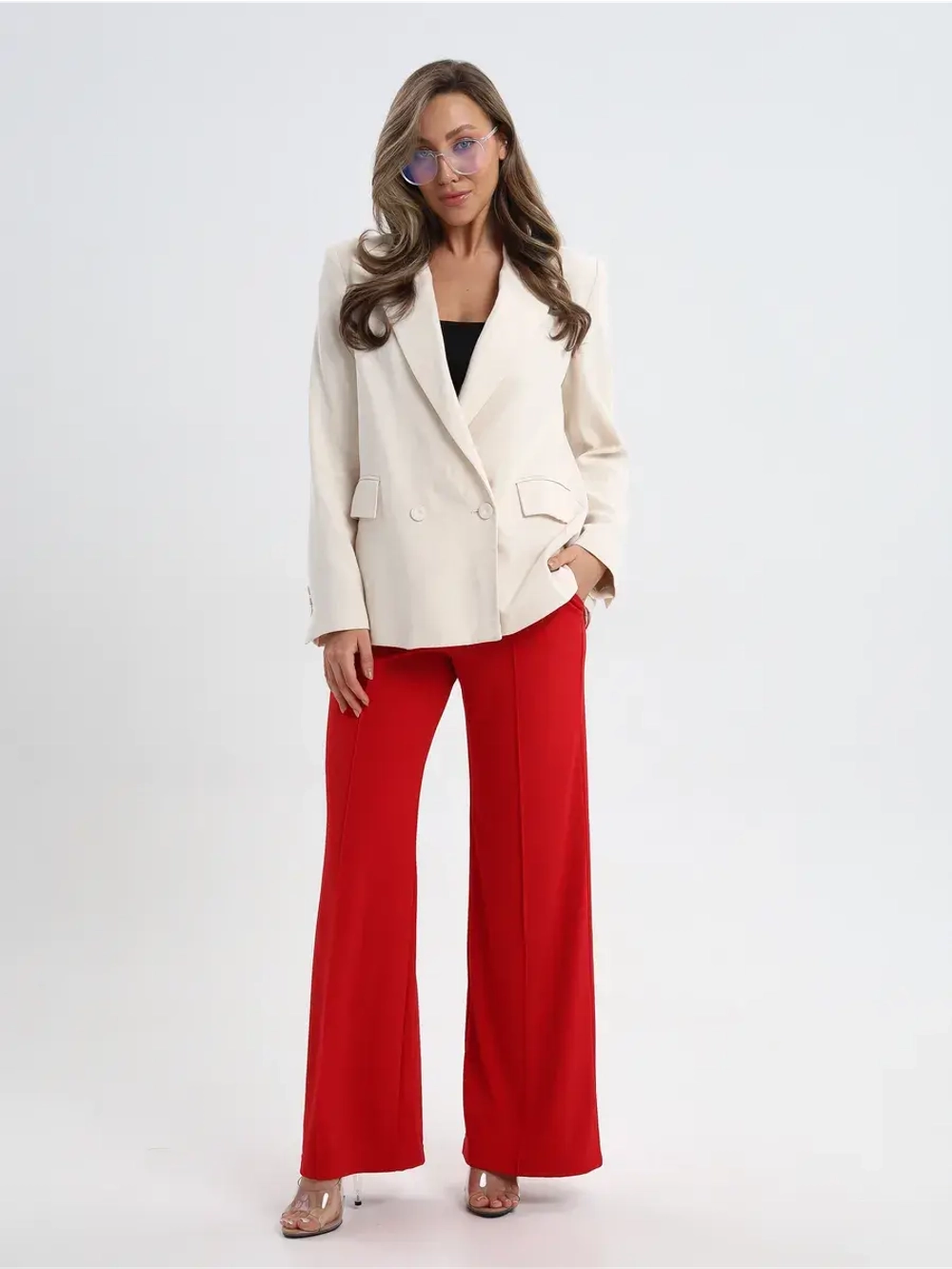 Брюки палаццо со стрелками клеш от бедра