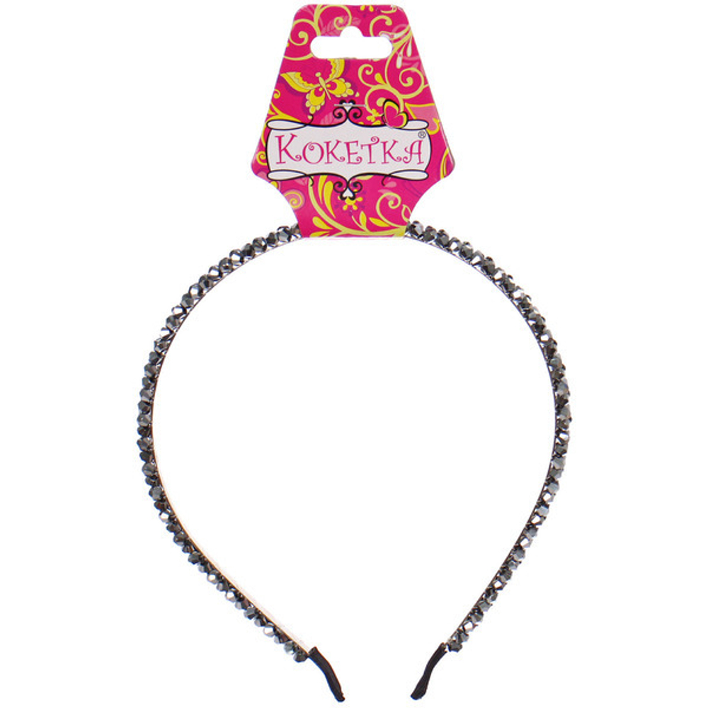 Ободок металлический с бисером «КОЛЛИНА», энтари, микс 4 цвета, 0,5см (блистер Кокетка и пакет с подвесом)