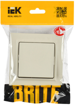 BRITE Выключатель 1-клавишный 10А в сборе ВСР10-1-0-БрКр бежевый IEK