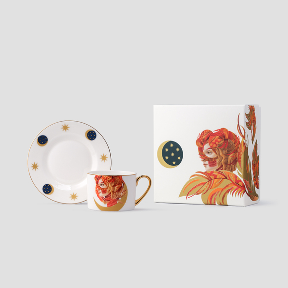 Чайная пара Farforite «Жар-птица» 250 мл в подарочной коробке