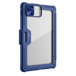 Чехол книжка синего цвета от Nillkin для Xiaomi Pad 7 и 7 Pro, серия Bumper Pro Case-Multi Angle Folding Style, многофункциональный складной стиль