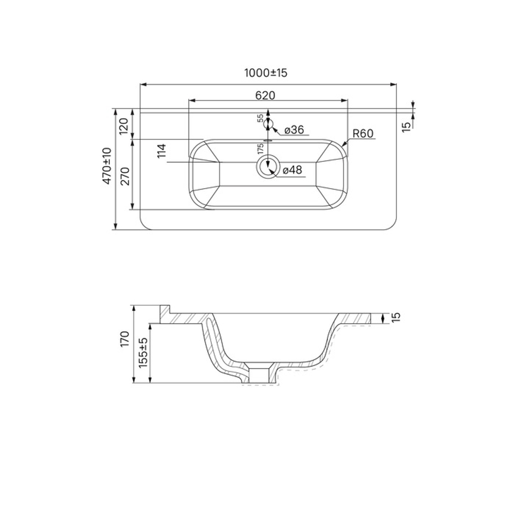 Умывальник мебельный IDDIS Optima Home, 100 см, 010, 0101000i28