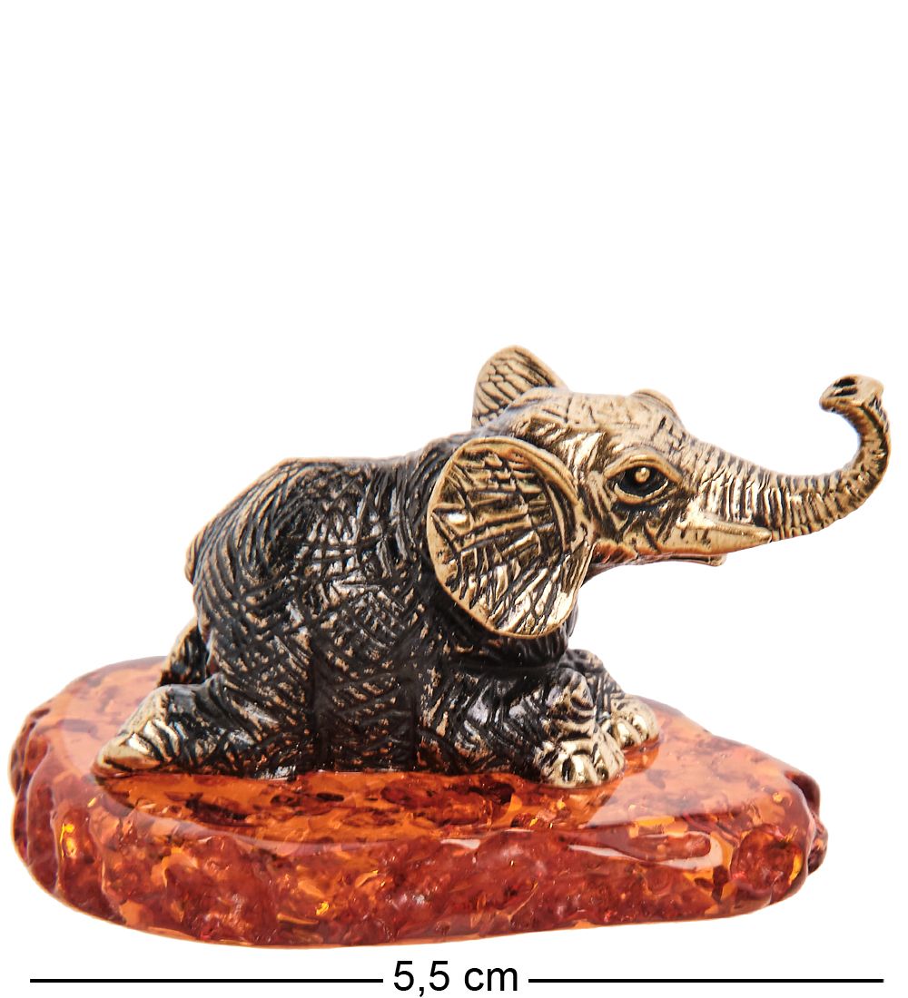 Народные промыслы AM- 217 Фигурка «Слон» (латунь, янтарь)