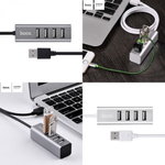 USB 2.0 HUB Hoco HB1 4 порта, 010548 Серебристый