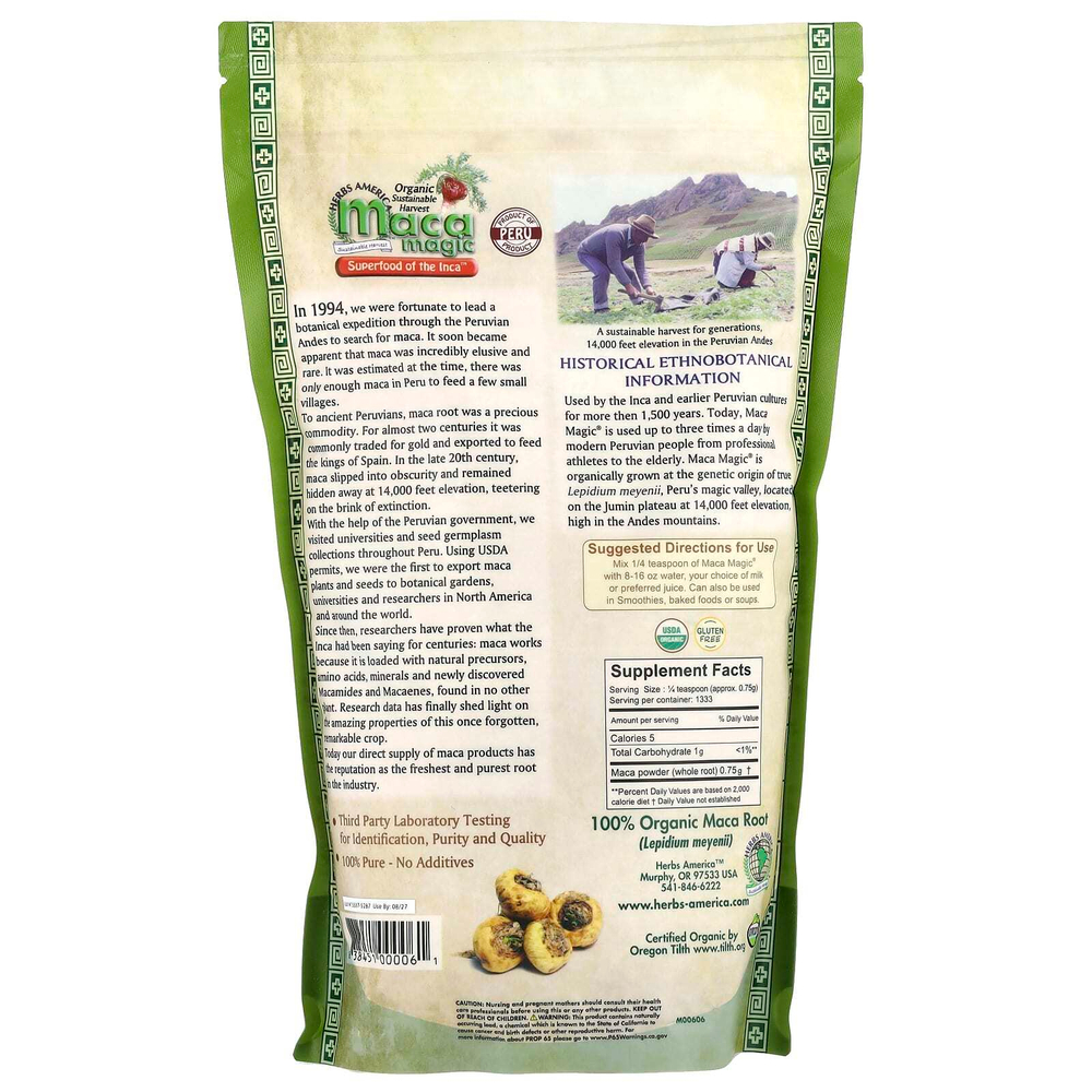 Maca Magic, полностью чистый органический порошок из корня маки, 1000 г (2,2 фунта)