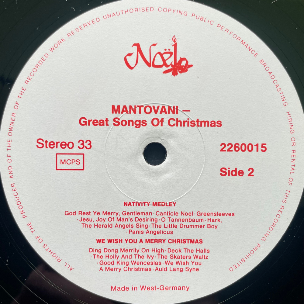 Mantovani ‎– Great Songs Of Christmas (Германия)