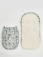 Конверт зимний меховой AMAROBABY Snowy Travel Динозавры, серый, 105 см.