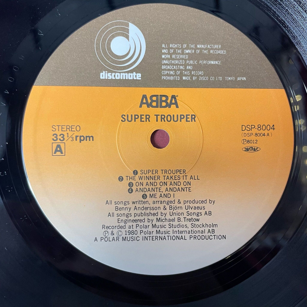 Винтажная виниловая пластинка LP ABBA АББА Super Trouper (Japan 1980) (No Obi) The Winner Takes It All