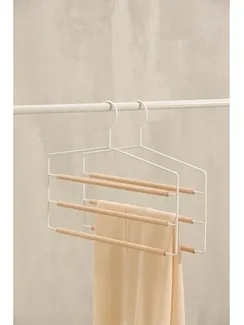 Вешалка для брюк и юбок многоуровневая SAVANNA Wood, 3 перекладины, 37×32×1,1 см, цвет белый