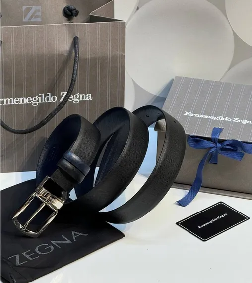 Двусторонний мужской ремень ZEGNA, 3,5 мм, чёрный