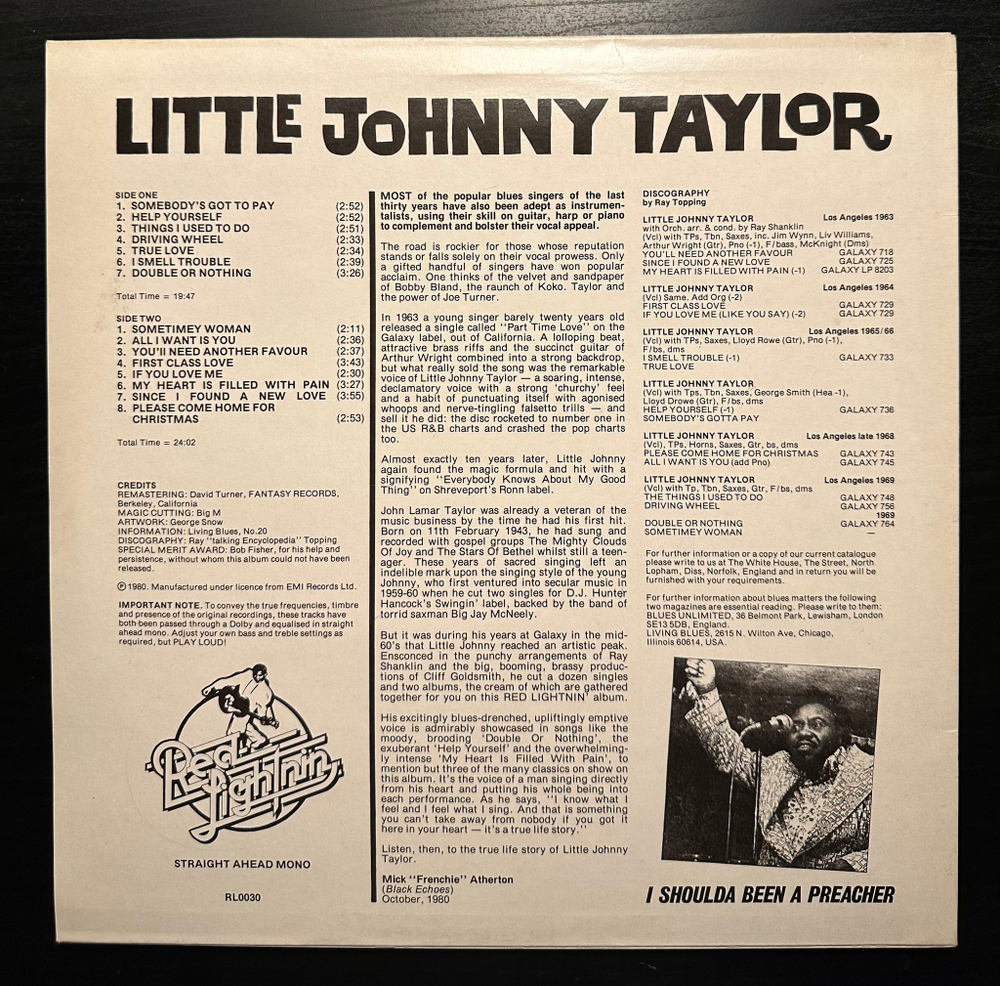 Little Johnny Taylor- I Shoulda Been A Preacher (Англия 1980г.)