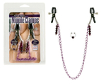 Зажимы для сосков с клиторальной клипсой Nipple Clamps (Цвет: серебряный с фиолетовым)