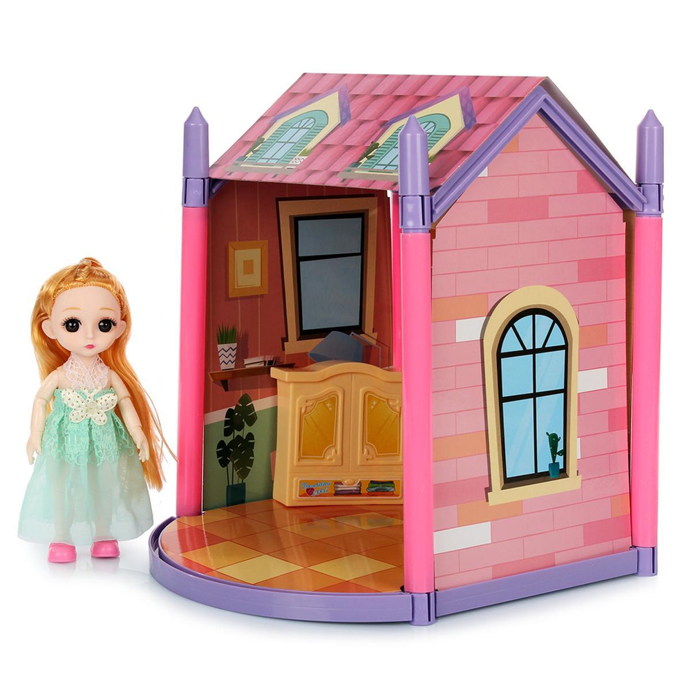 Дом для куклы с куклой и мебелью коробка ABL1013