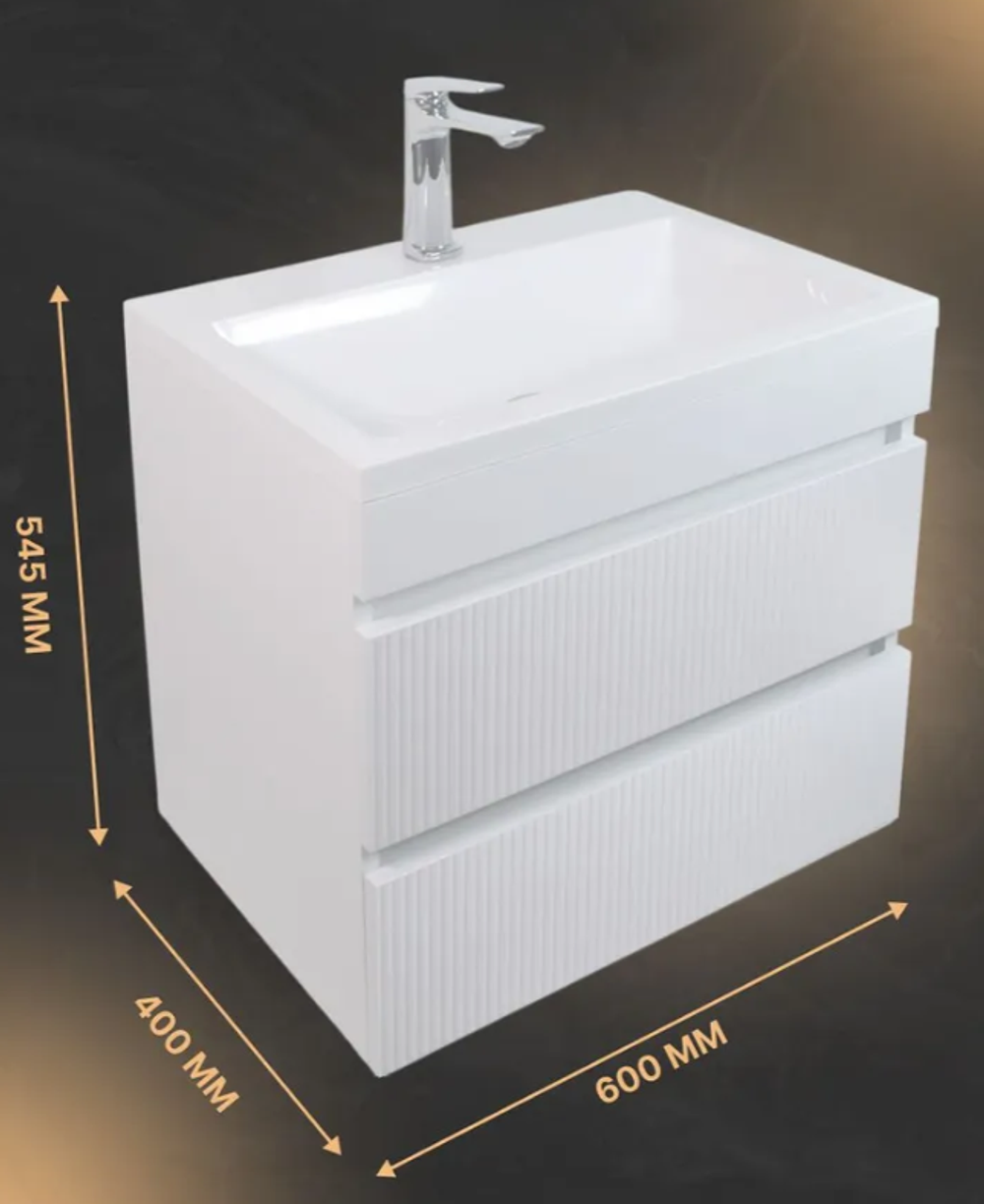 Тумба подвесная 60х40 с выдвижными ящиками с раковиной