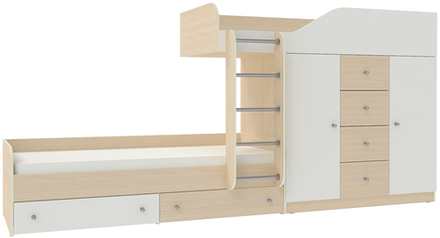 Двухъярусная кровать КарИВи Астра 6  Дуб Молочный Белый
