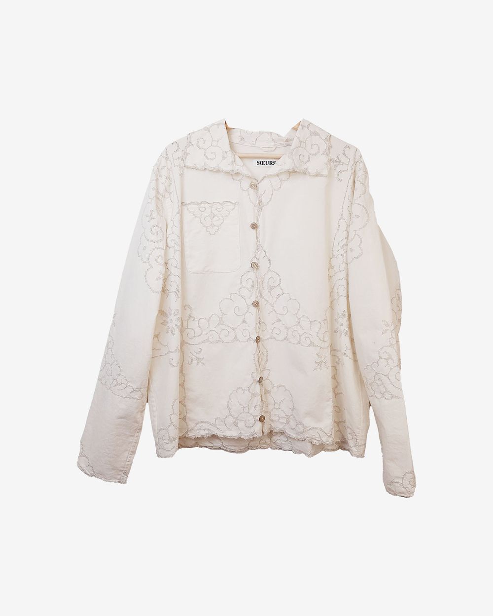 Рубашка Soeurs Украшенная Ажурным Орнаментом / Garniture Long Sleeve бежевая