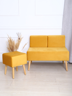 Пуф "Twist" антивандальный велюр горчичный/натурал