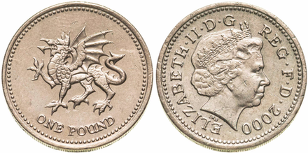 Великобритания 1 фунт, 2000 Дракон XF