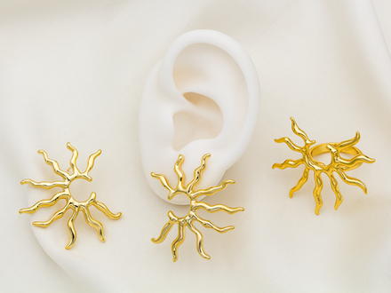 Серьги-гвоздики "Солнце", 38мм