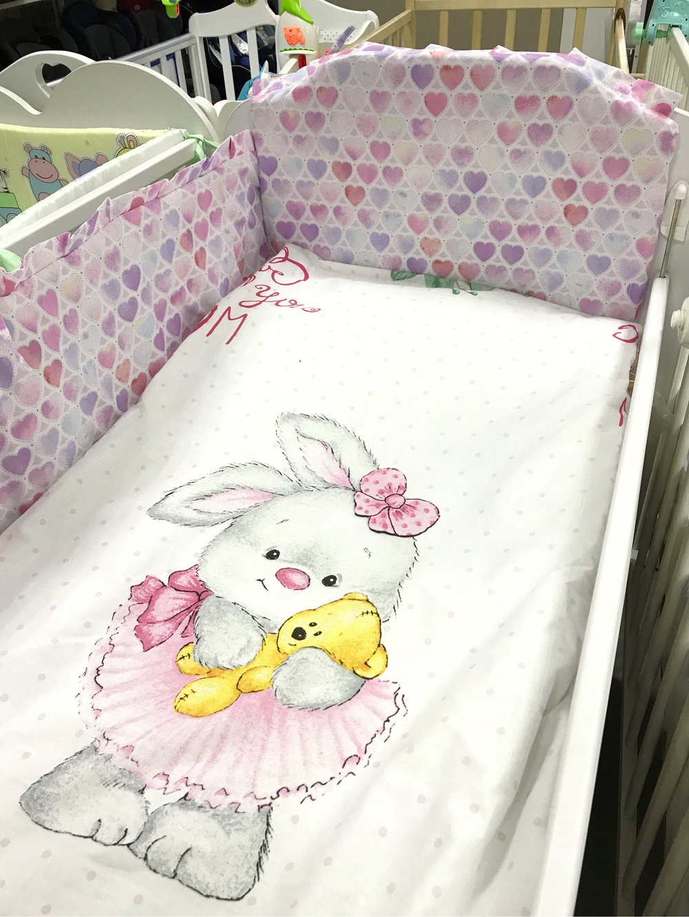 Комплект в кроватку 6-ти предметный "Зайка балерина", поплин