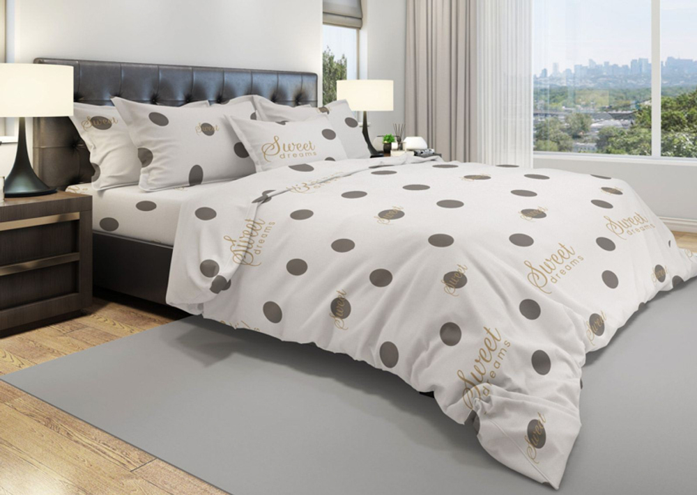 Комплект постельного белья 2 сп с европростыней БЯЗЬ "Bubbles светлый" (нав. 50х70 или 70х70)