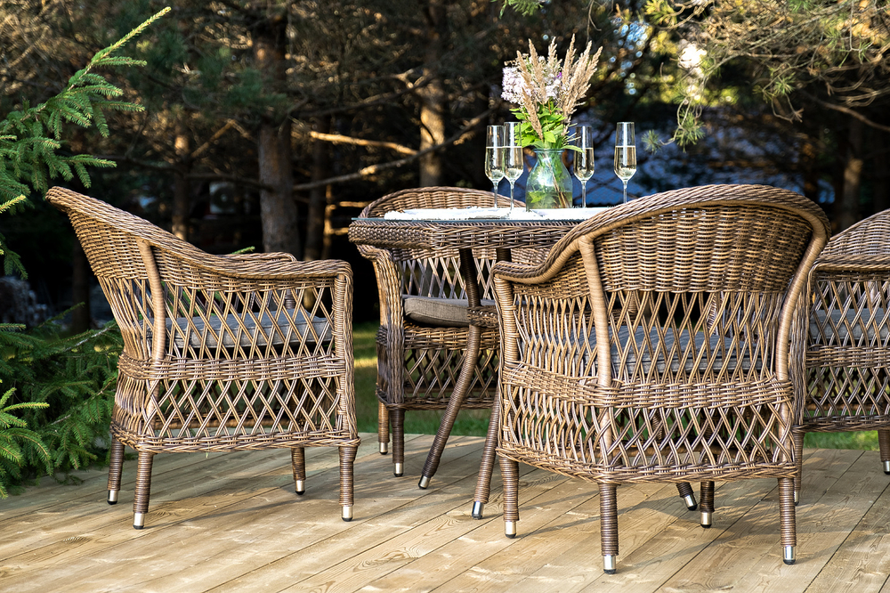 "Сицилия" обеденная группа плетеная, цвет коричневый