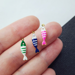 Подвеска, сталь, 2я позолота, бирюзовая рыбка, рыба, р-р 18мм