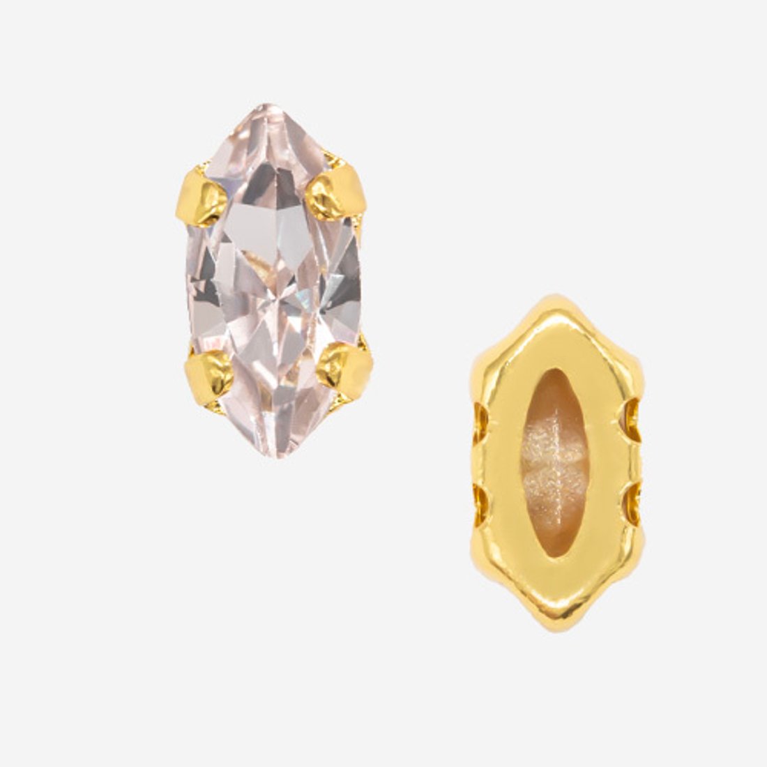 Кристалл Маркиз (Marquise Fancy Stone) в цапах, оттенок "Light Rose", 8*4мм, позолота