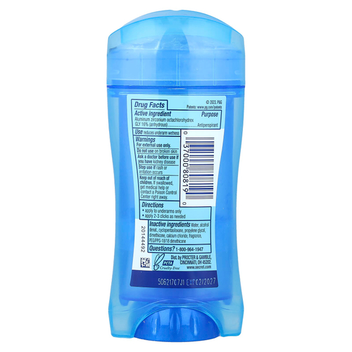 Secret, Outlast®, прозрачный дезодорант-гель, защита в течение 72 часов, 73 г (2,6 унции)